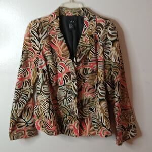 VINTAGE RQT women's size XL abstract leaf print jacket/blazer. Office